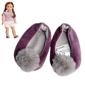 American Girl Blaire Slippers Doll In Bloom Pj Shoe Accessory Purple Gray Pompom